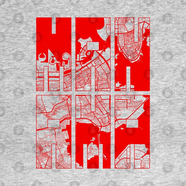 Manama, Bahrain City Map Typography - Oriental by deMAP Studio